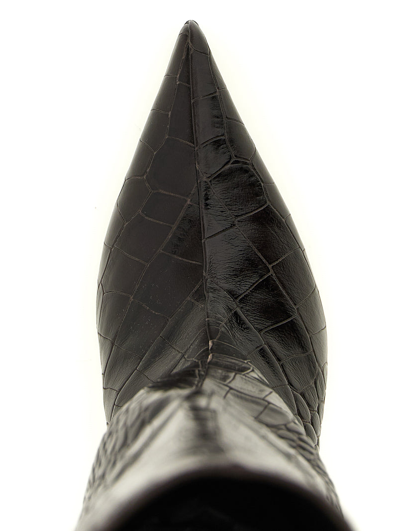 The Attico Lea Brown Bovine Leather Over The Knee Boots