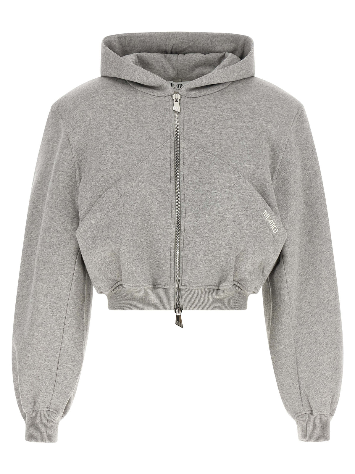 The Attico Gray Cotton Sweatshirt - Structured Crop Design