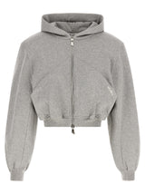 The Attico Gray Cotton Sweatshirt - Structured Crop Design
