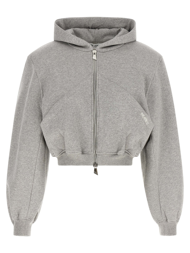 The Attico Gray Cotton Sweatshirt - Structured Crop Design