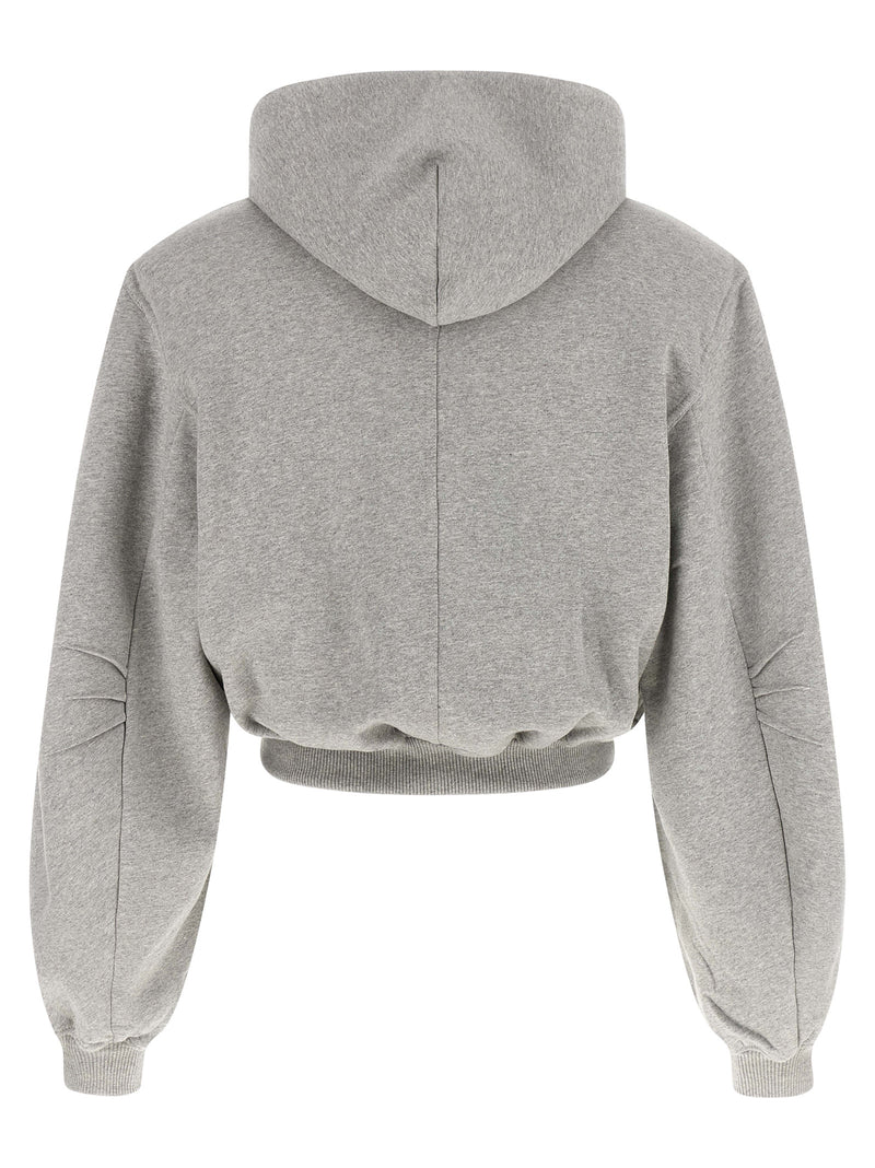 The Attico Gray Cotton Sweatshirt - Structured Crop Design