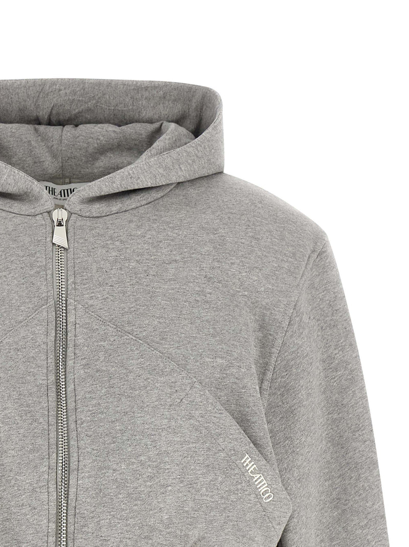 The Attico Gray Cotton Sweatshirt - Structured Crop Design