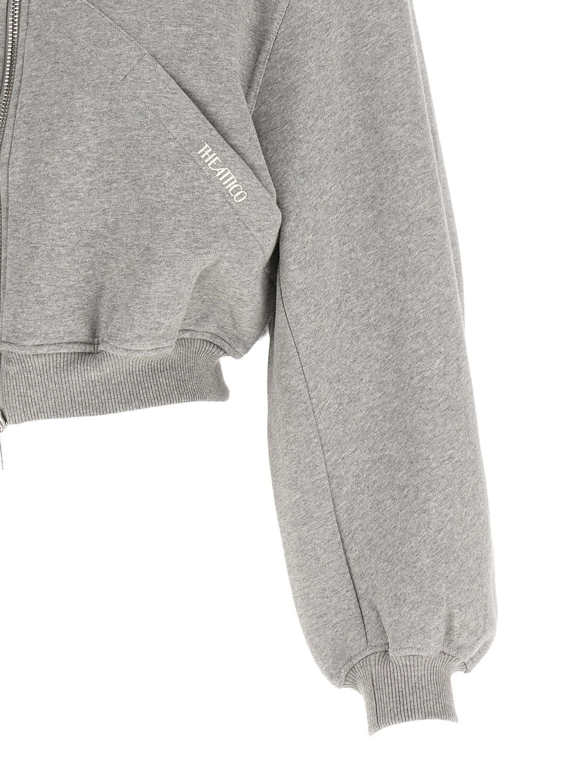 The Attico Gray Cotton Sweatshirt - Structured Crop Design