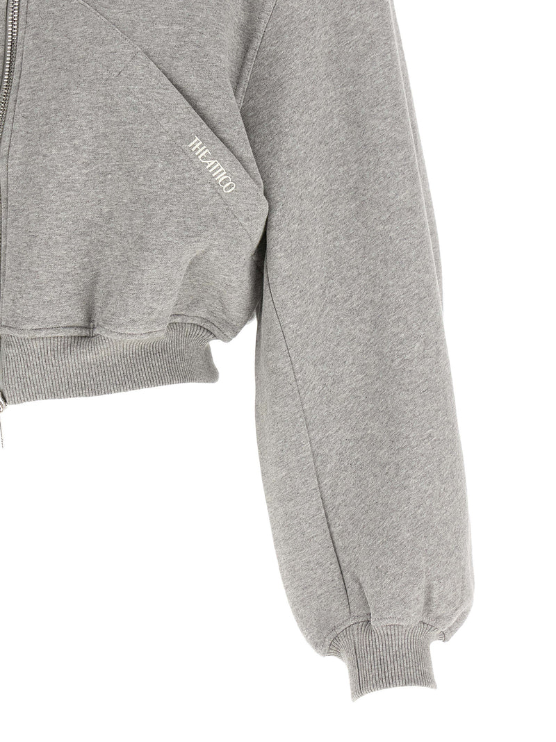 The Attico Gray Cotton Sweatshirt - Structured Crop Design