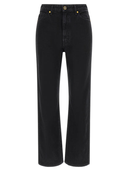 Khaite Black Cotton Flared Jeans
