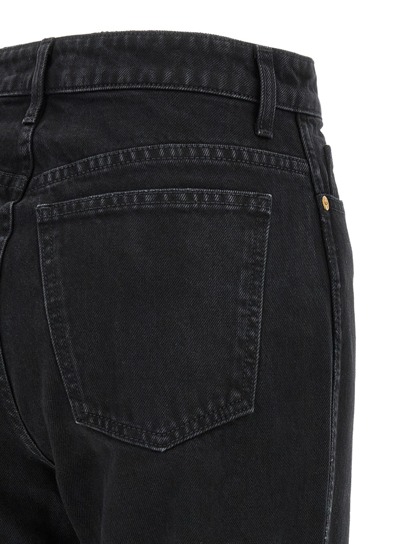 Khaite Abigail Black Cotton Flared Jeans