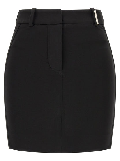 The Attico Black Viscose Long Skirt
