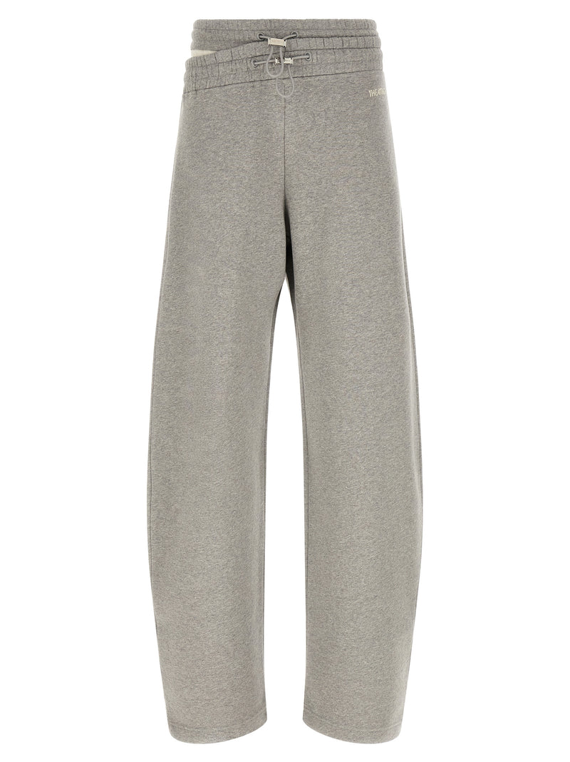 The Attico Gray Cotton Casual Pants - Stylish Wide-Leg Design