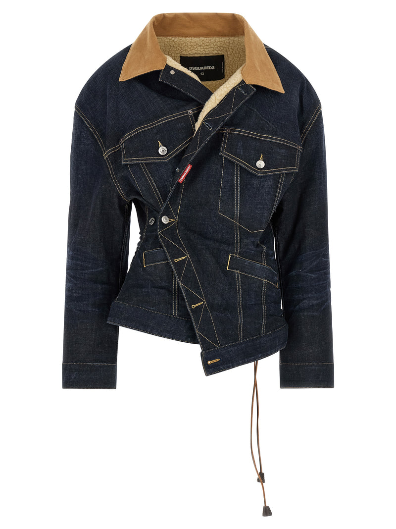 Dsquared² Blue Cotton Denim Jacket - Wrap Over Style
