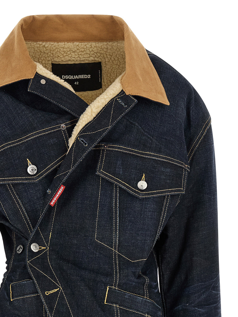 Dsquared² Blue Cotton Denim Jacket - Wrap Over Style
