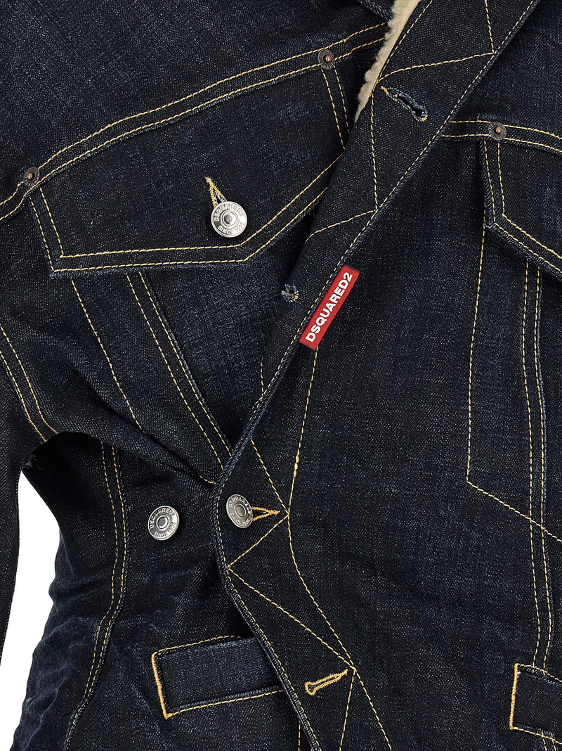 Dsquared² Blue Cotton Denim Jacket - Wrap Over Style