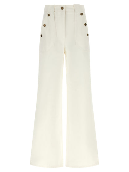 Max Mara White Cotton Flared Pants