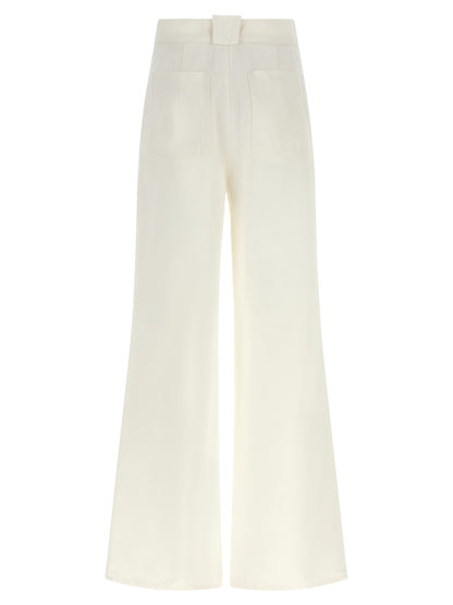 Max Mara White Cotton Flared Pants