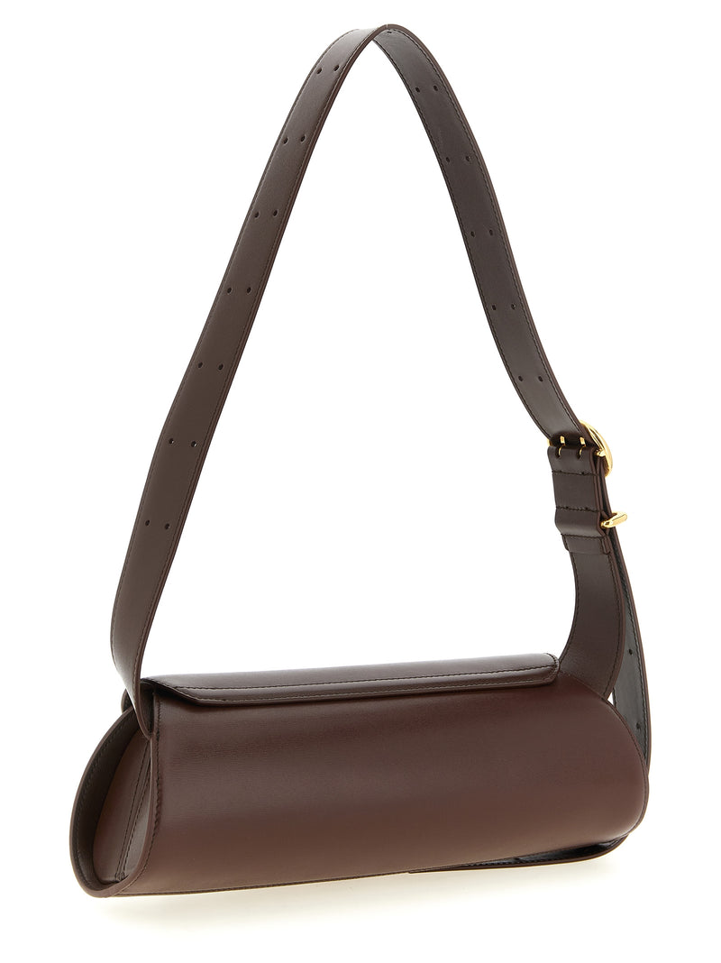 Jil Sander Cannolo Brown Calfskin Shoulder Bag