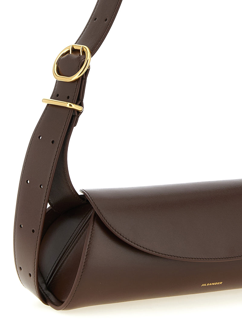 Jil Sander Cannolo Brown Calfskin Shoulder Bag