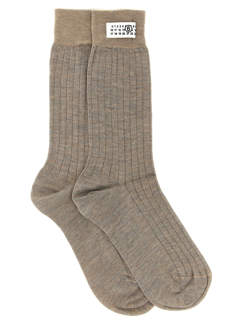 MM6 Maison Margiela Beige Wool Socks - Luxury Everyday Essentials