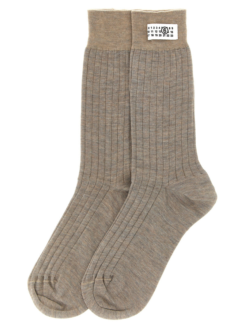 MM6 Maison Margiela Beige Wool Socks - Luxury Everyday Essentials