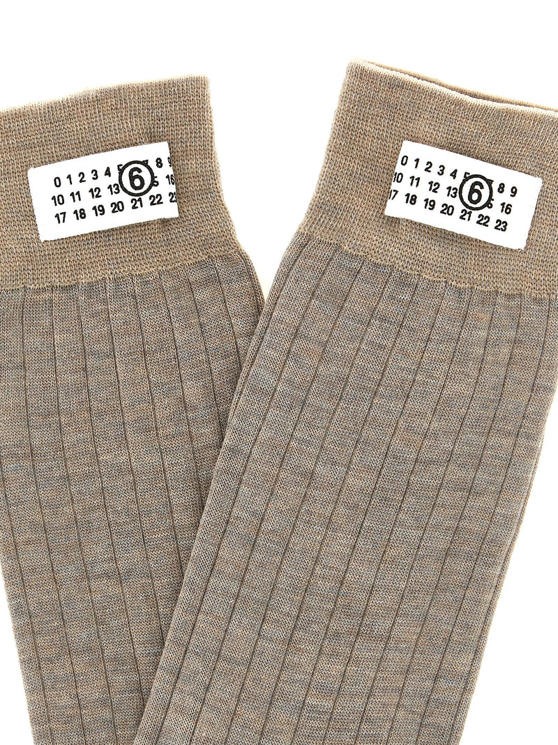 MM6 Maison Margiela Beige Wool Socks - Luxury Everyday Essentials
