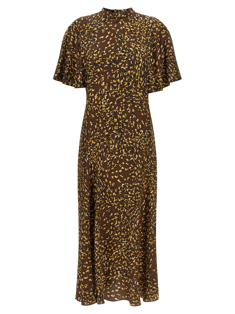 Twinset Brown Viscose Long Dress - Elegant Animal Print