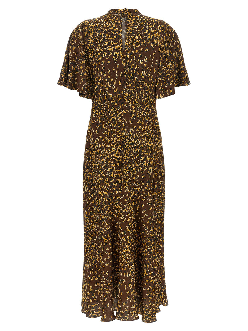 Twinset Brown Viscose Long Dress - Elegant Animal Print