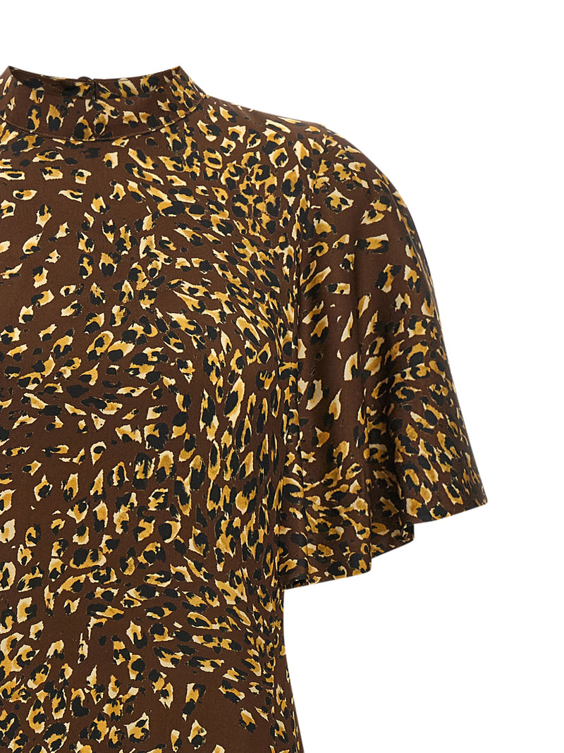 Twinset Brown Viscose Long Dress - Elegant Animal Print