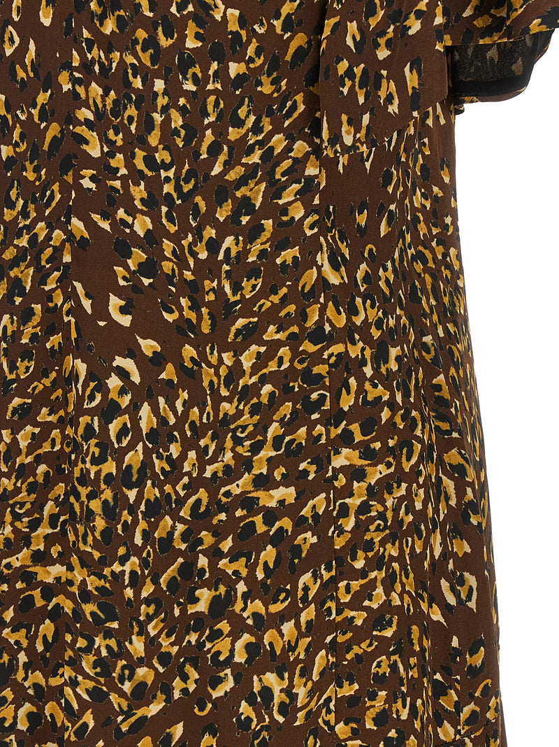 Twinset Brown Viscose Long Dress - Elegant Animal Print