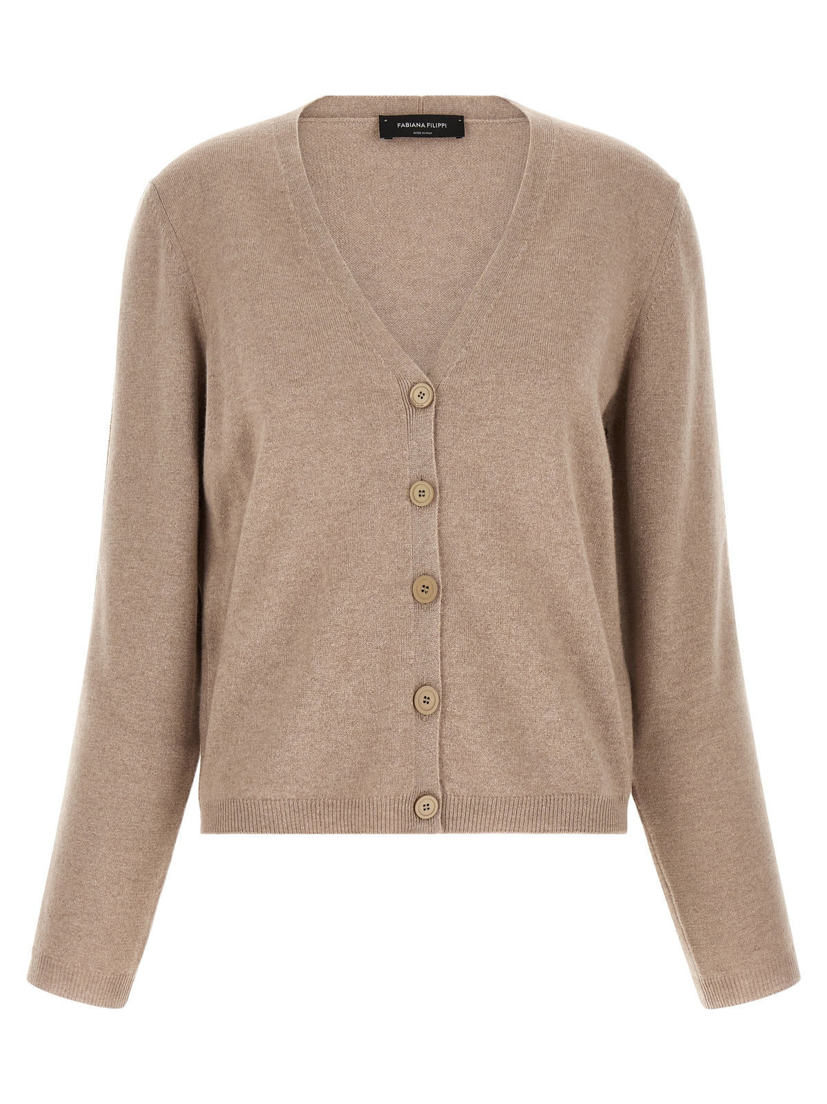 Fabiana Filippi Beige Virgin Wool Cardigan - Elegant Italian Design