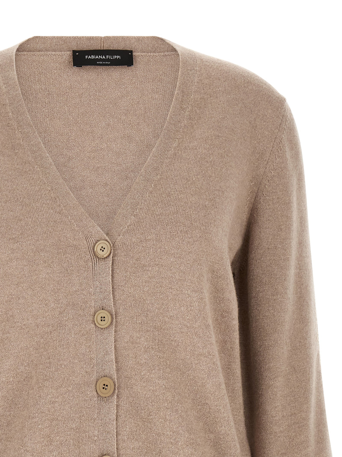 Fabiana Filippi Beige Virgin Wool Cardigan - Elegant Italian Design