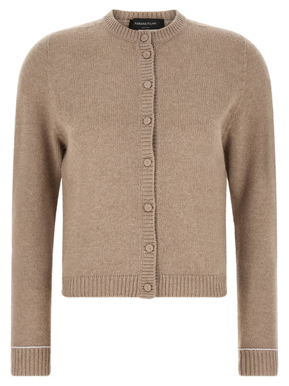 Fabiana Filippi Beige Virgin Wool Cardigan
