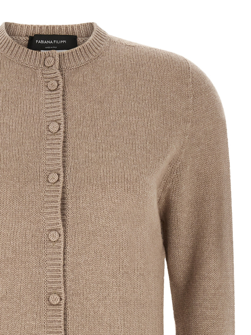 Fabiana Filippi Beige Virgin Wool Cardigan