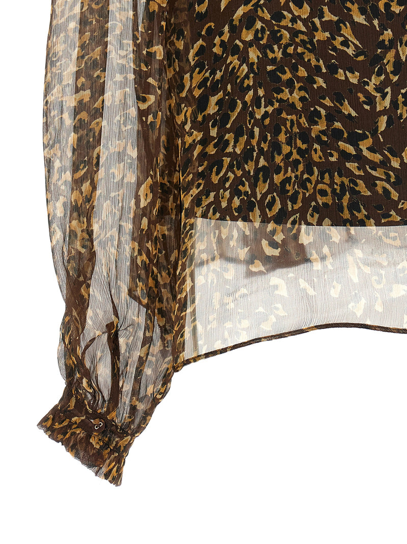 Twinset Brown Polyester Blouse - Elegant Animal Print