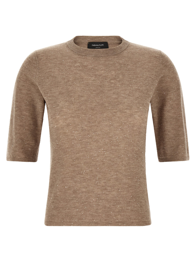 Fabiana Filippi Beige Wool T-Shirt - Elegant Knitwear