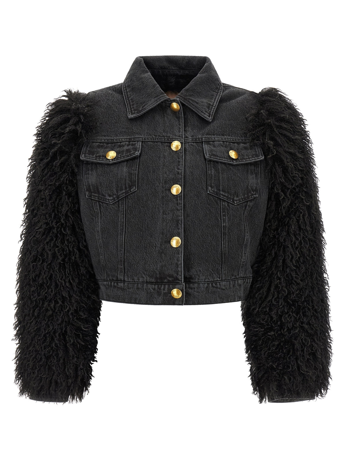 Twinset Black Cotton Denim Jacket - Stylish Cropped Design