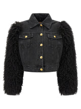 Twinset Black Cotton Denim Jacket - Stylish Cropped Design