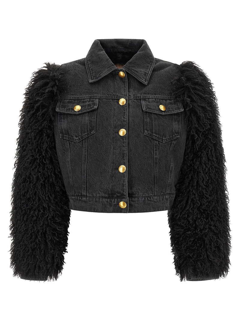 Twinset Black Cotton Denim Jacket - Stylish Cropped Design
