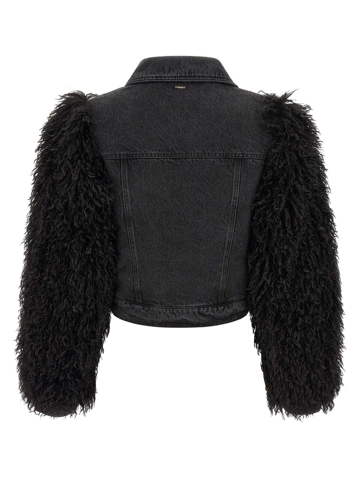 Twinset Black Cotton Denim Jacket - Stylish Cropped Design