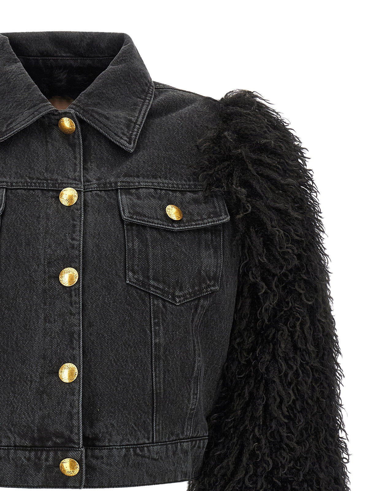 Twinset Black Cotton Denim Jacket - Stylish Cropped Design