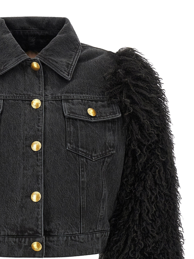 Twinset Black Cotton Denim Jacket - Stylish Cropped Design