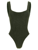 Hunza G Bicolor Polyamide One-Piece Swimsuit - Metallic Khaki