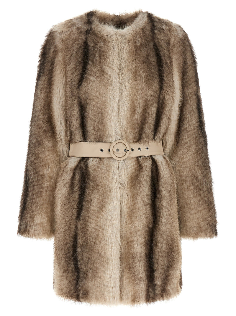 Twinset Eco-Fur Brown Coat for Women