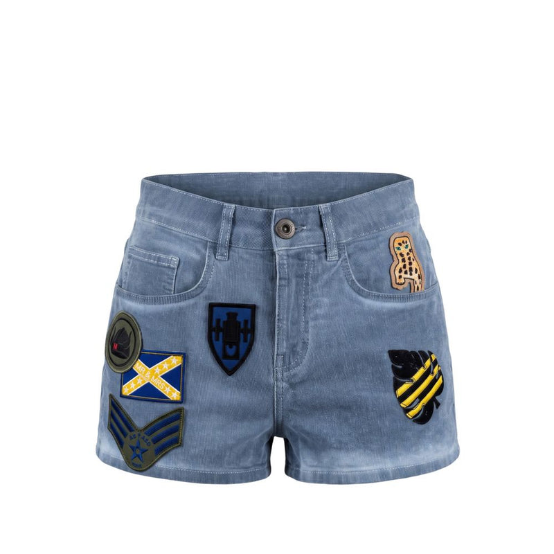 Mr&Mrs Italy Blue Cotton Women Shorts - Chic High-Waisted Design
