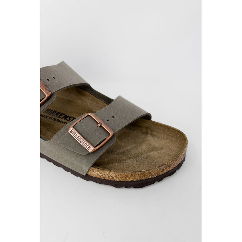 Birkenstock Arizona BS Gray Leather Flat Sandals for Women