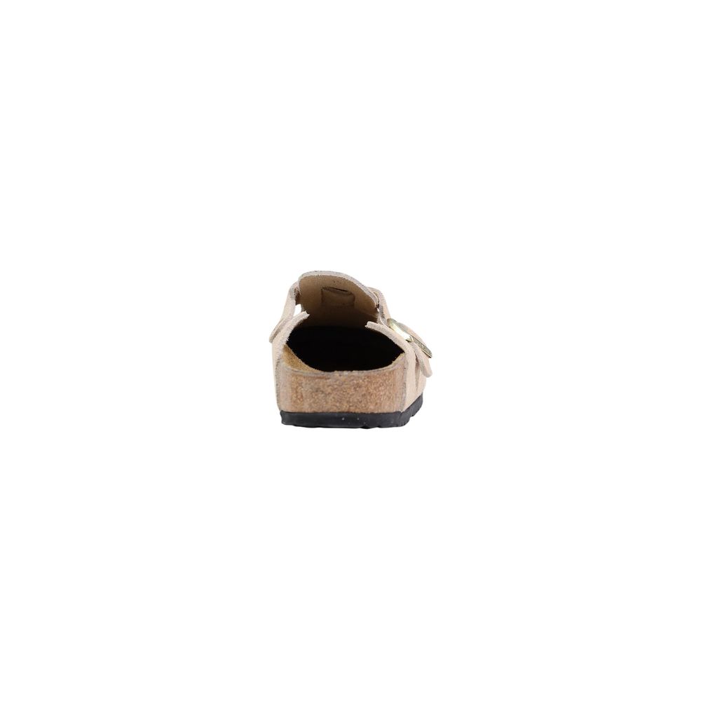 Birkenstock Boston Beige Suede Leather Clogs for Women