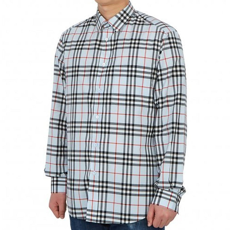 Burberry Blue Cotton Dress Shirt for Men