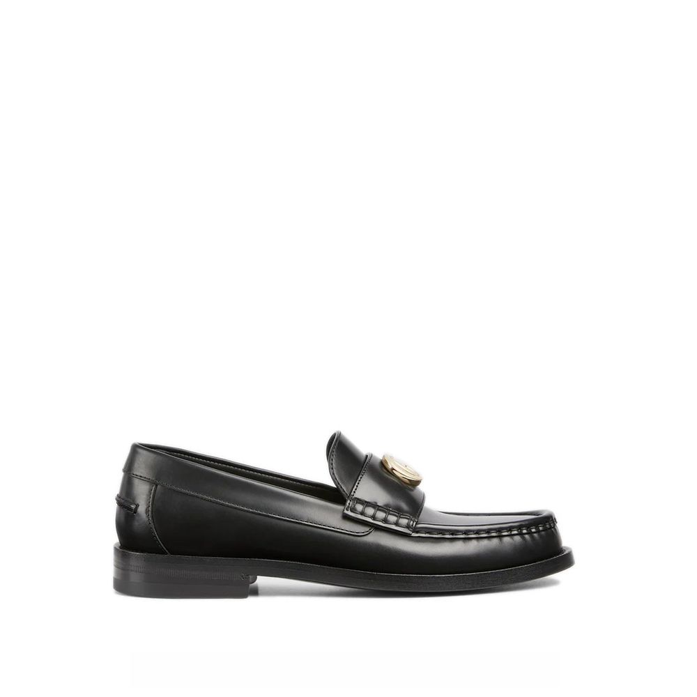 Gucci Black Leather Slip-On Loafers for Women