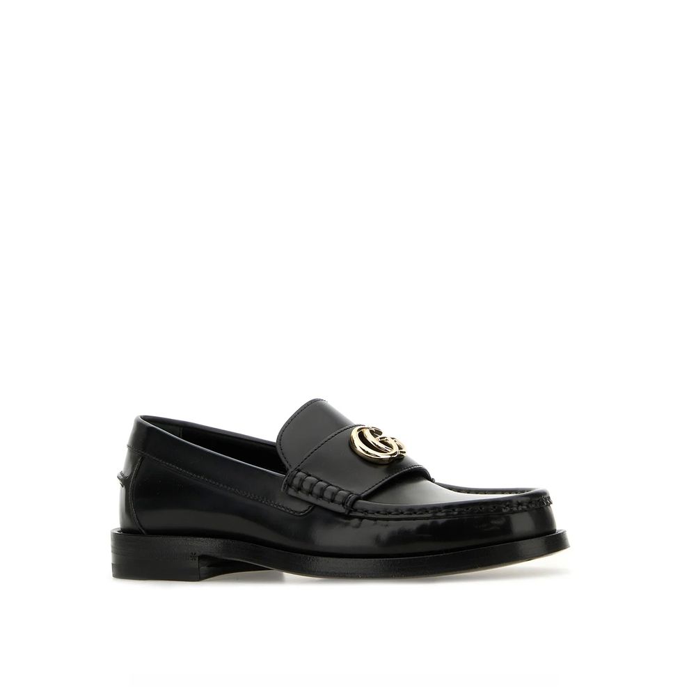Gucci Black Leather Slip-On Loafers for Women