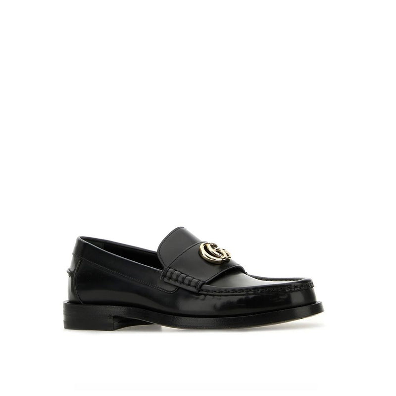 Gucci Black Leather Slip-On Loafers for Women