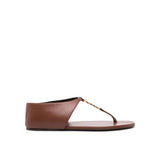 Saint Laurent Brown Lamb Leather Flip-Flop Sandals for Women