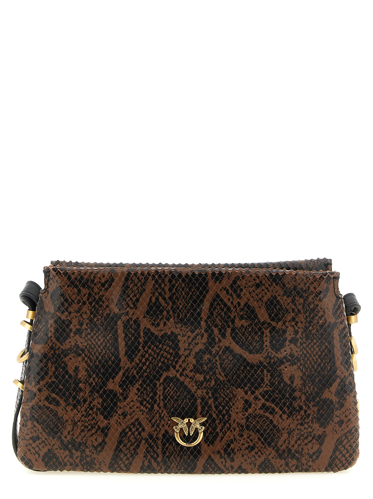 PINKO Brown Calfskin Crossbody Bag with Python Print
