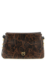 PINKO Brown Calfskin Crossbody Bag with Python Print